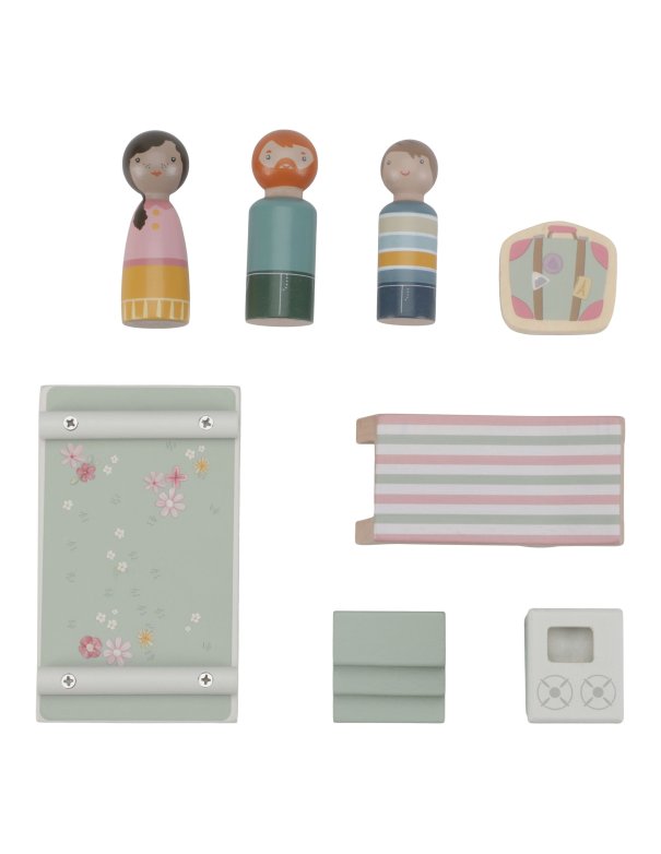 Voiture avec caravane en bois