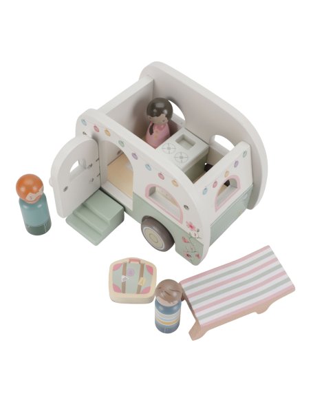 Voiture avec caravane en bois