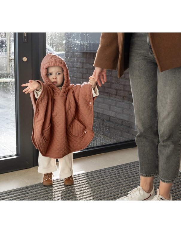 Poncho de voyage 9-36m QUILT - Brique (jersey + jersey) Bemini