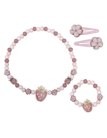 Set de bijoux en bois - Fraise