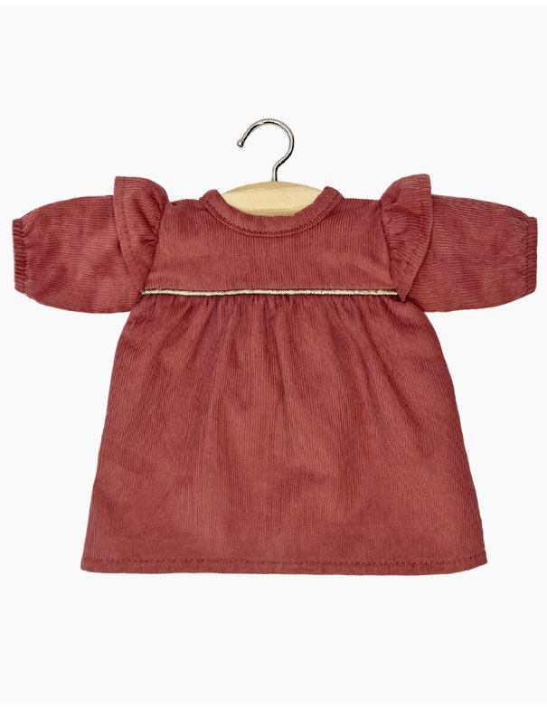 Robe - Minikane Mélodie en milleraies marsala avec passepoil