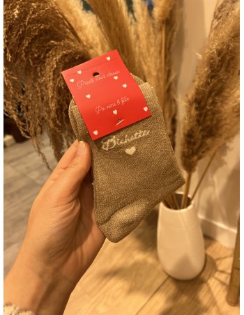 Chaussette bichette mère / fille - camel