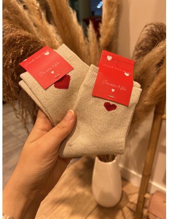 Chaussette coeur mère /...