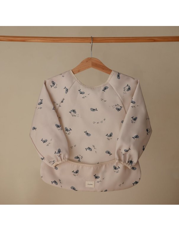 Bavoir à longues manches - Baleine -...