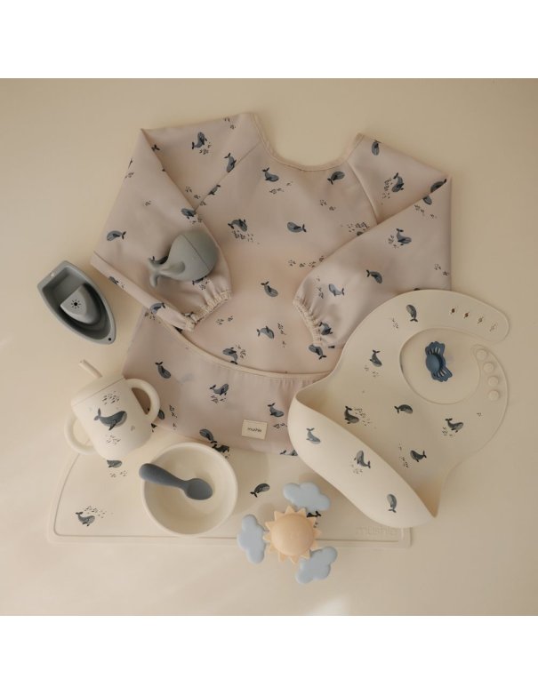 Bavoir à longues manches - Baleine -...