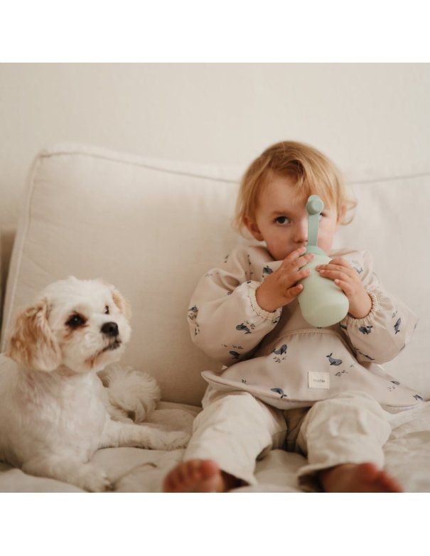 Bavoir à longues manches - Baleine -...