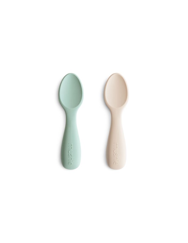 mushie Lot de 2 cuillères en silicone pour tout-petits - Vert d'eau
