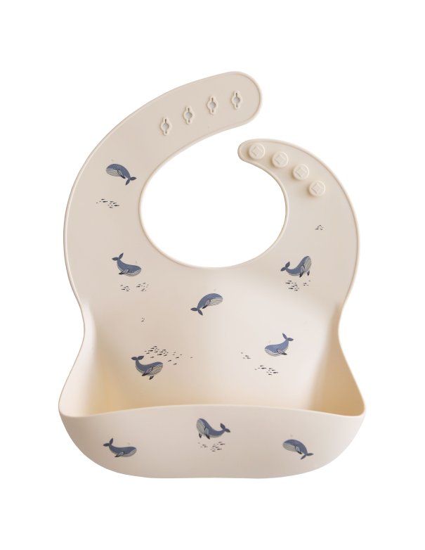 Bavoir en silicone - Baleine - Mushie