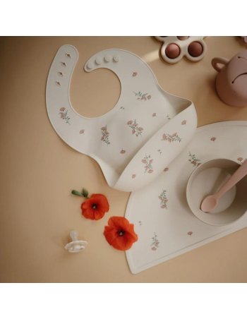 Bavoir en silicone - Pink flowers 2