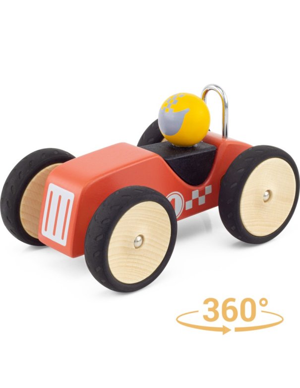 Voiture bolide en bois - rouge