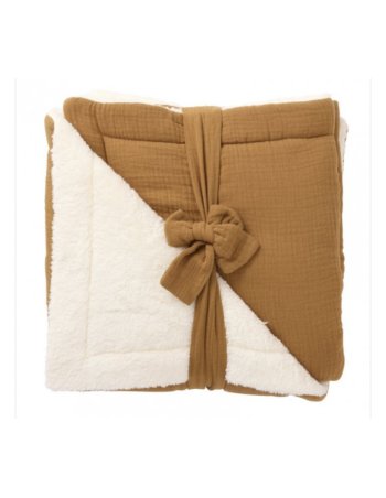 Couverture peluche double gaze & microfibre - Havane