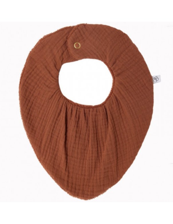 Bavoir-bandana réversible bambou / gaze de coton - Toffee