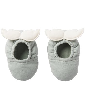 Chaussons avec ailes d’ange – vert de gris / écru bb&co