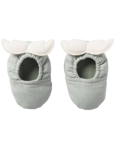Chaussons avec ailes d’ange – vert de gris / écru bb&co Chaussons avec ailes d’ange – vert de gris / écru bb&co