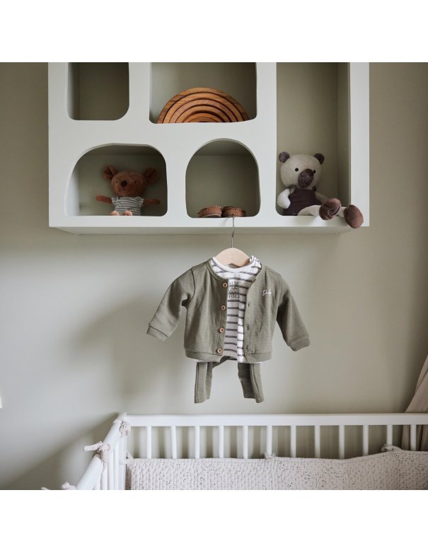 Ensemble 3 pièces pour bébé en coton biologique kaki