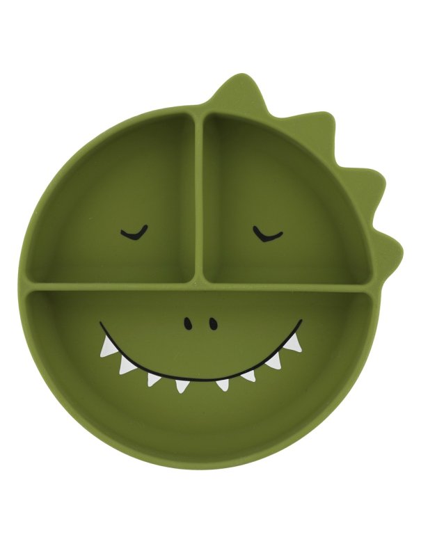 Assiette avec ventouse en silicone et compartiments - Mr. Dino trixie