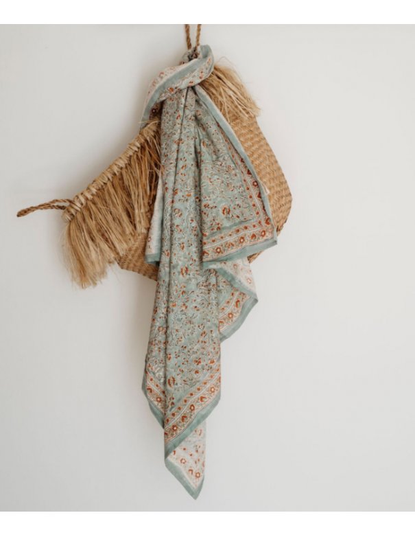 Grand foulard fleuri - Sarika Matcha bindi atelier