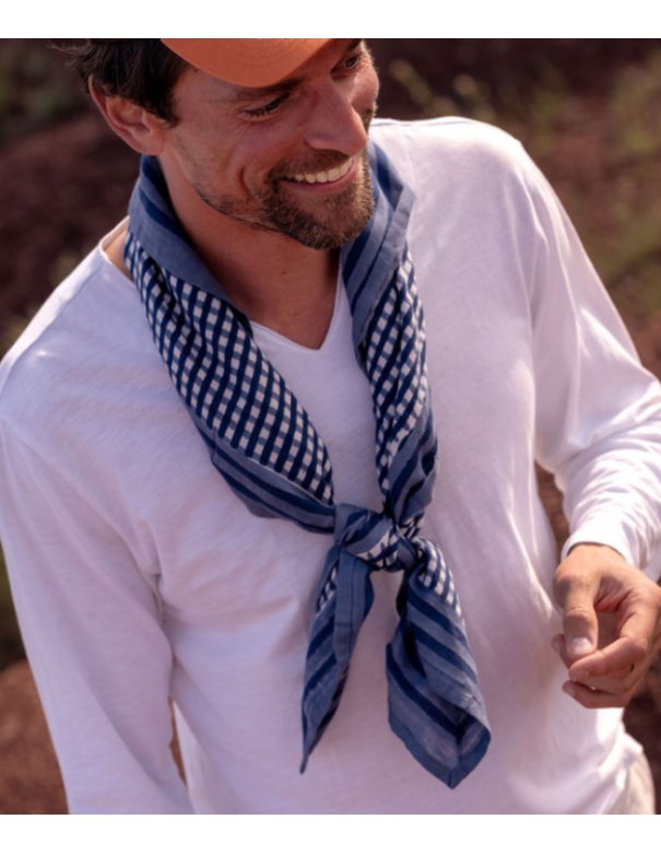 Grand foulard fleuri - Vichy Tara brume bindi atelier