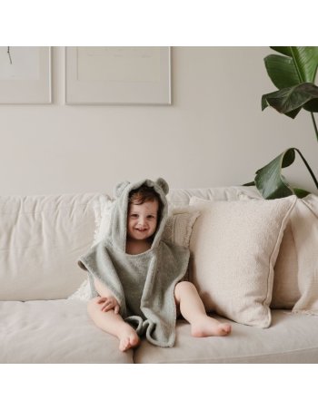 mushie Poncho de bain ours - vert d'eau 2