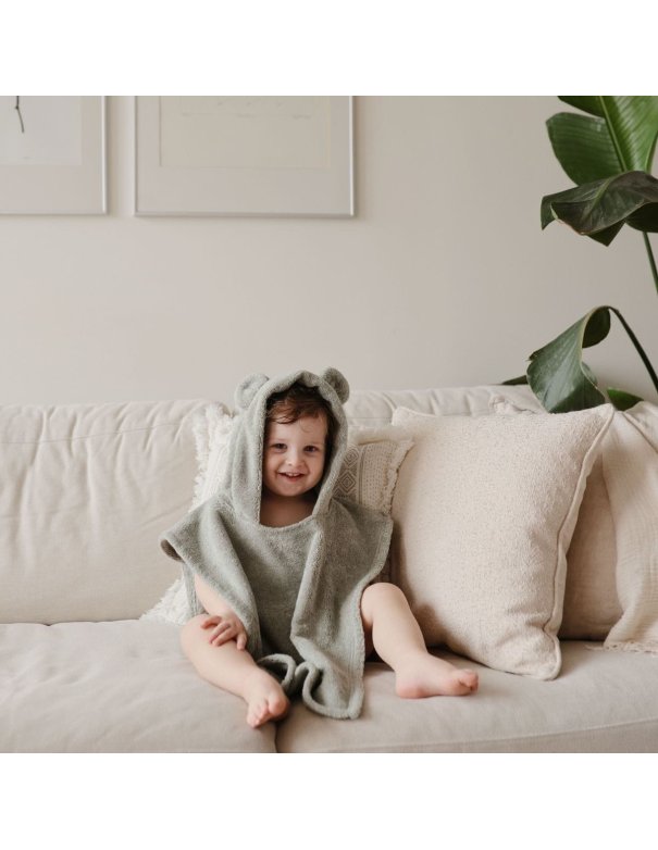 Poncho de bain ours - vert d'eau -...