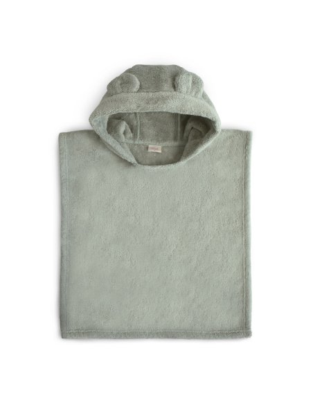 mushie Poncho de bain ours - vert d'eau