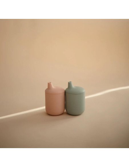 Gobelet à bec en silicone - vert d'eau - Mushie