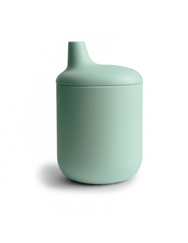 Gobelet à bec en silicone - vert d'eau mushie