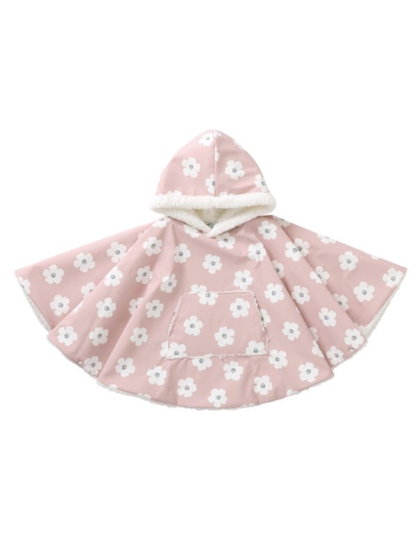 Poncho imperméable ciré fleurs / sherpa blanc - BB&Co