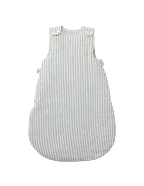 Gigoteuse ouatinée rayé vert de gris – Soft Stripes 0-6 MOIS