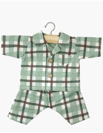Pyjama Albert - Minikane en coton à carreaux Tartan vert /