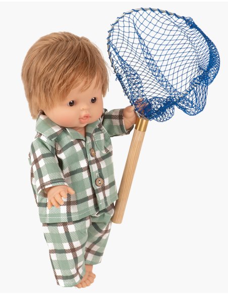 Pyjama Albert - Minikane en coton à carreaux Tartan vert /