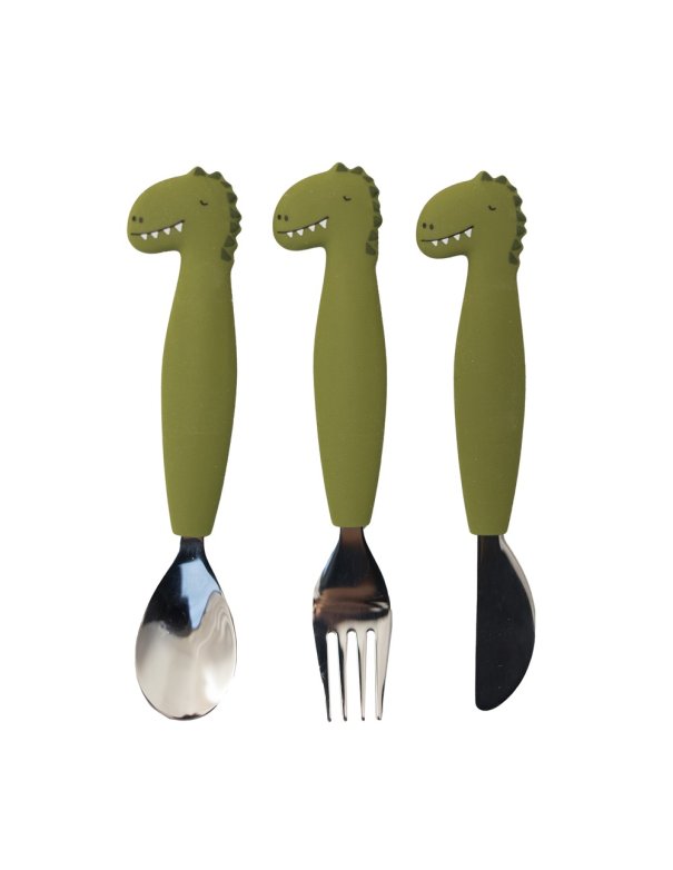 Couverts en silicone pack de 3 - Dino TRIXIE