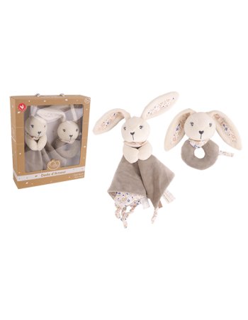 Coffret doudou + hochet Lapin Dodo d'amour idée cadeau naissance