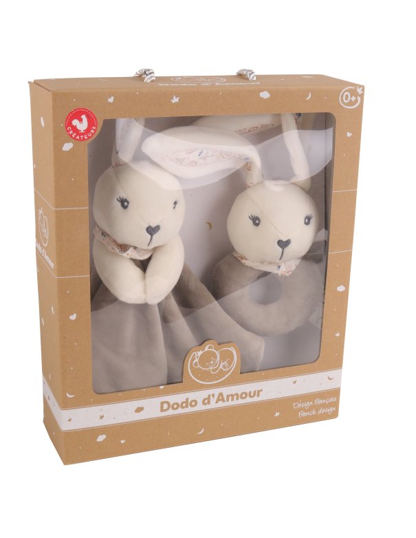 Coffret doudou + hochet Lapin