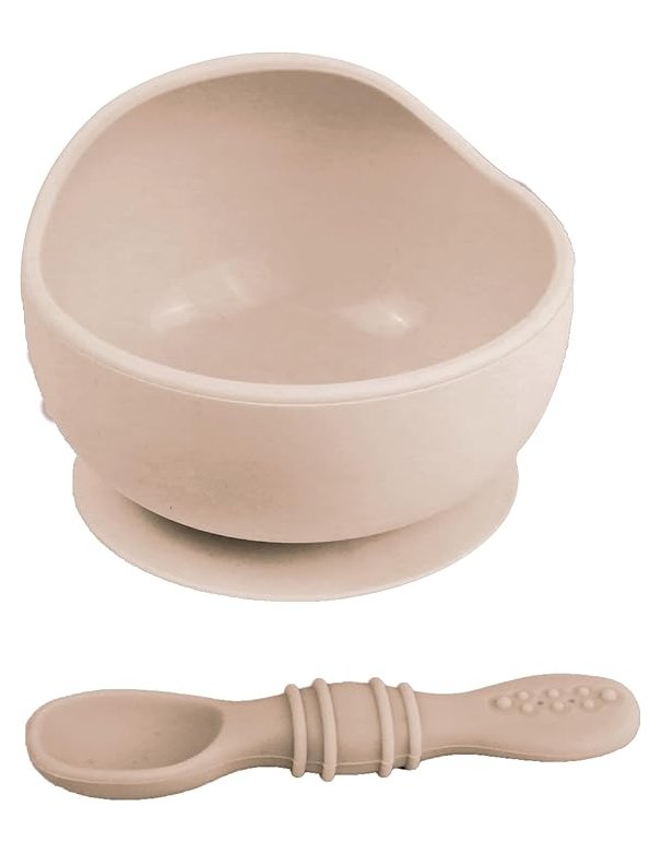Bol silicone ventousée avec cuillère - Sable