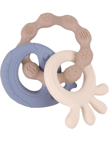 Anneau de dentition silicone - Bleu - animaux marins