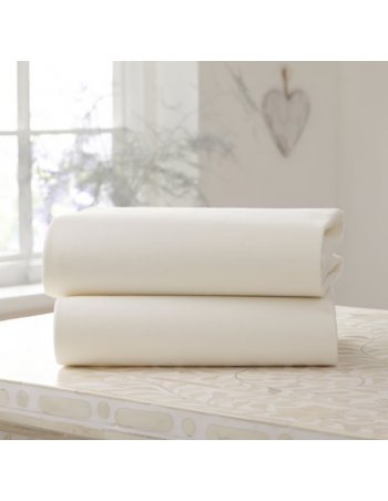 Lot de 2 draps housses en coton pour couffin Moïse - Crème