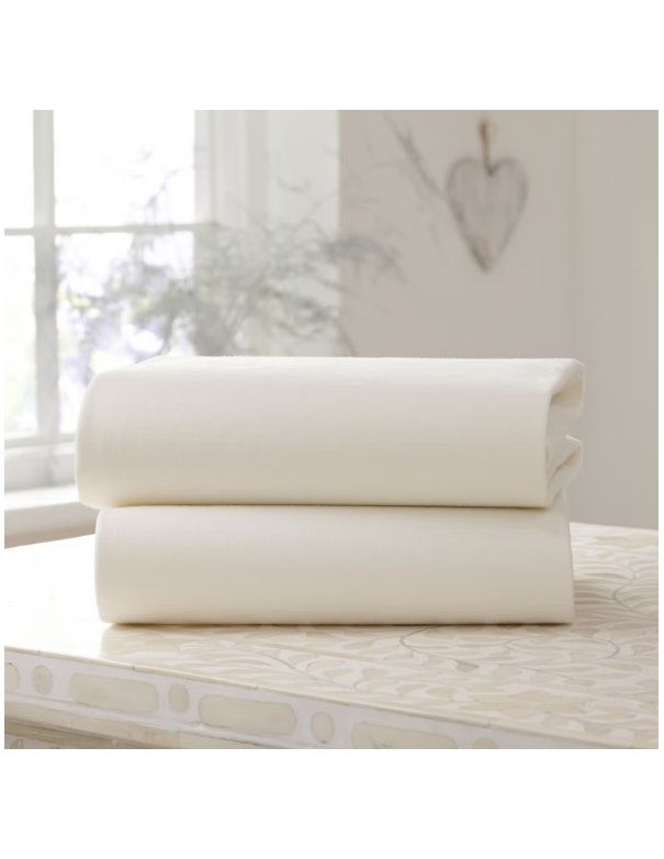 Lot de 2 draps housses en coton pour couffin Moïse - Crème