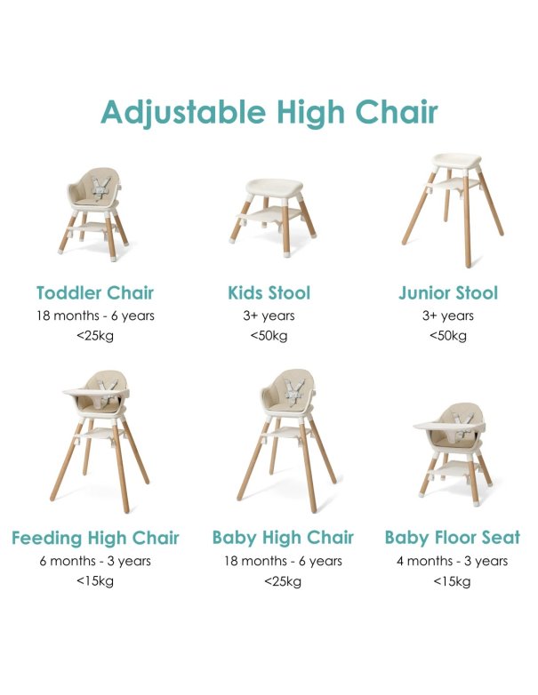 Chaise haute 6 en 1 - Beige