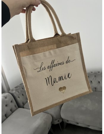 Sac en jute personnalisé - Les affaires de MAMIE
