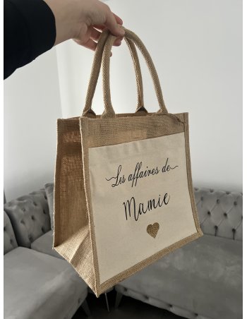 Sac en jute personnalisé - Les affaires de MAMIE 2