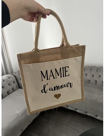 Sac en jute personnalisé - MAMIE d'amour