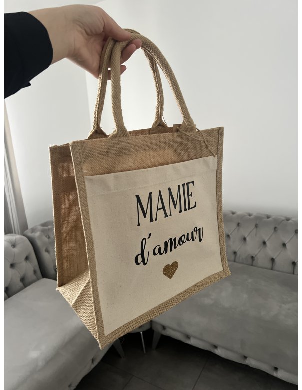 Sac en jute personnalisé - MAMIE d'amour Sac en jute personnalisé - MAMIE d'amour