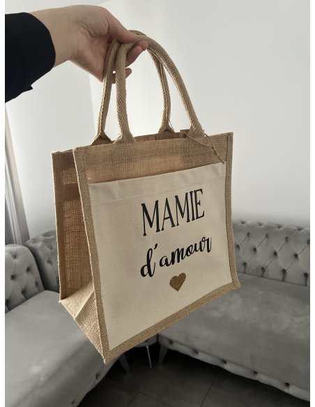 Sac en jute personnalisé - MAMIE d'amour