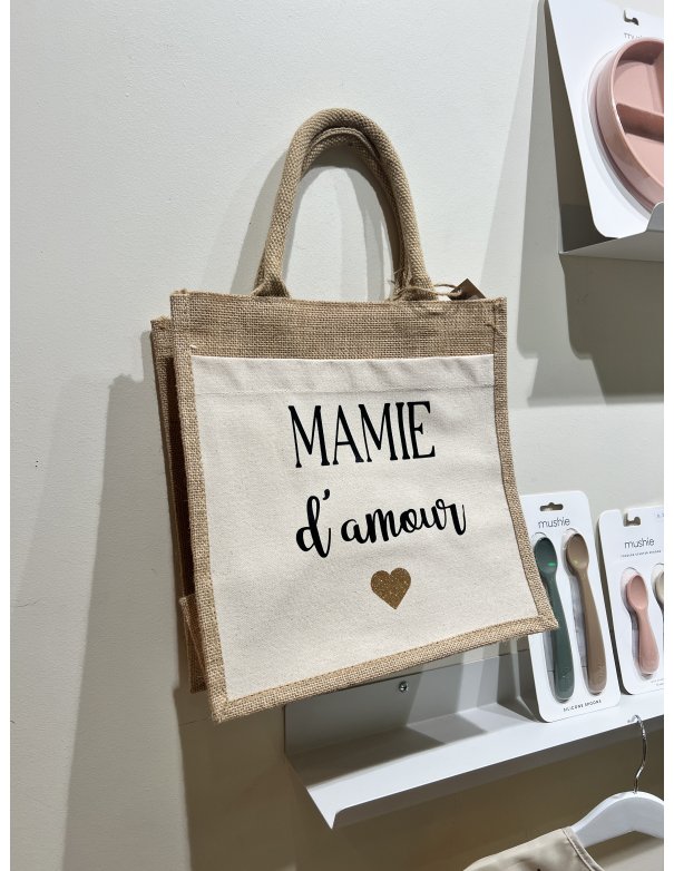Sac en jute personnalisé - MAMIE d'amour Sac en jute personnalisé - MAMIE d'amour