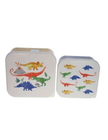 Lot de 2 boîtes à goûter moutarde Dinosaure 2