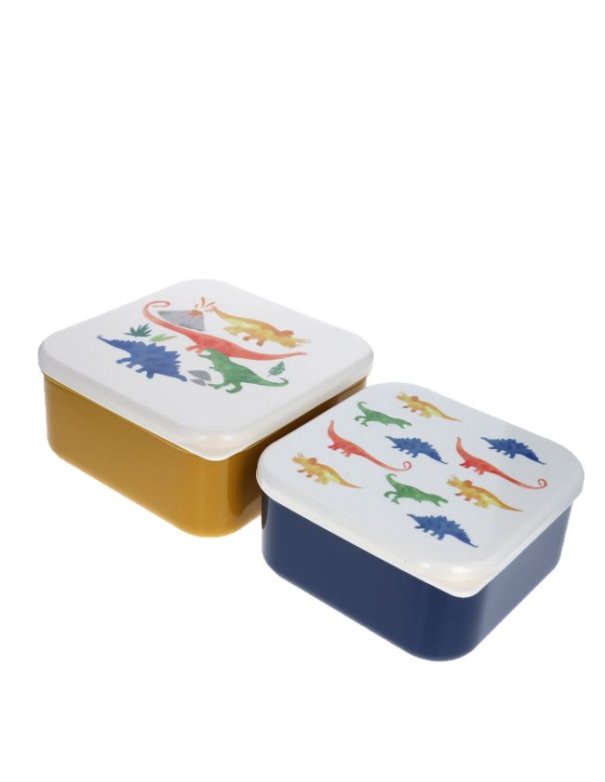 Lot de 2 boîtes à goûter moutarde Dinosaure