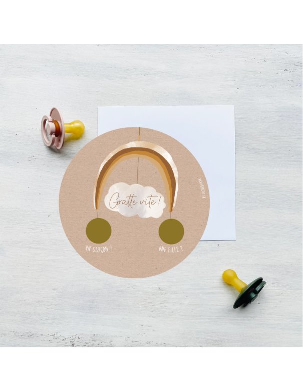 Carte ronde à gratter “Garçon ou...