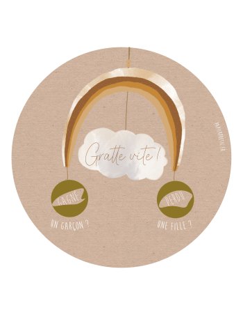 Carte ronde à gratter “Garçon ou Fille?” - Annonce fille