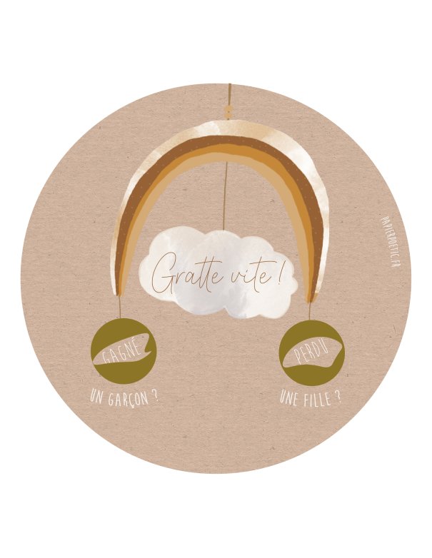 Carte ronde à gratter “Garçon ou Fille ?” - Annonce garçon